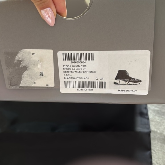 Balenciaga speed 2.0 lace up recycled knit sole black white black US 8 - Picture 10 of 16